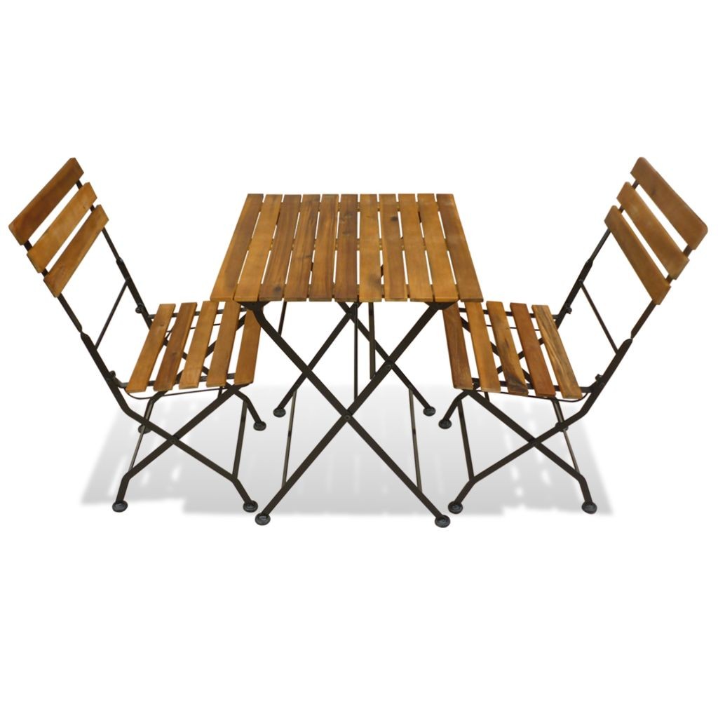 3 Piece Folding Bistro Set Solid Acacia Wood